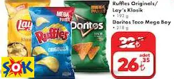 RUFFLES ORİGİNALS/ LAY’S KLASİK 193 G DORİTOS TACO MEGA BOY CİPS 218 G RUFFLES ORİGİNALS/ LAY’S KLASİK 193 G DORİTOS TACO MEGA BOY CİPS 218 G